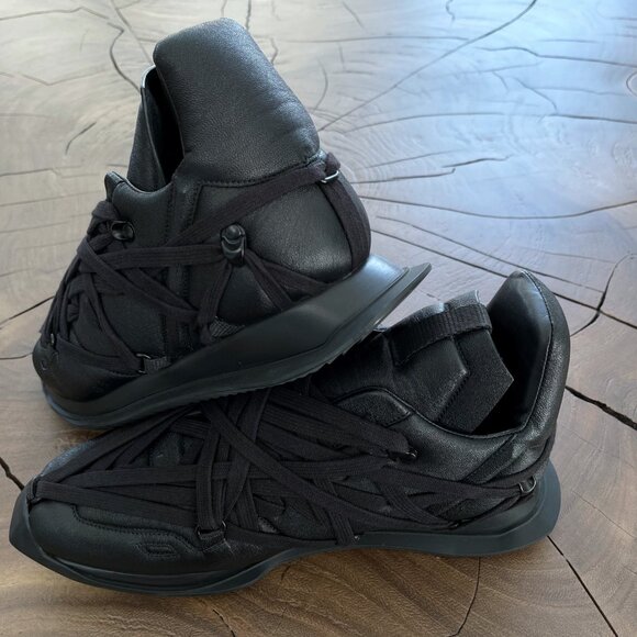 Rick Owens - EU41 RARE SAMPLE Black Maximal Lamb Leather Runner SS20 - Picture 8 of 13